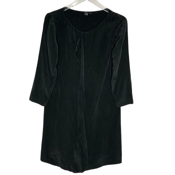 Tibi 4 Womens Black Ruffle Drape Front Tunic Dress Silk Classic - Picture 1 of 7